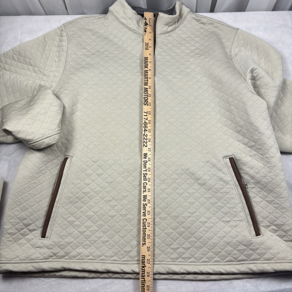 Magaschoni Pullover Mens 2XL Beige Diamond Quilted Half Zip Sweater Pockets - Picture 8 of 14
